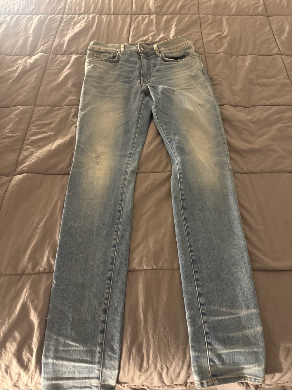 AMIRI Faded Light Blue Slim Straight Jeans